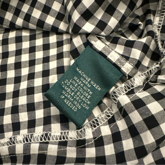 Lauren Ralph Lauren Womens Size 12 Gingham Flip Cuff Peplum Button-Up Shirt - Picture 9 of 14